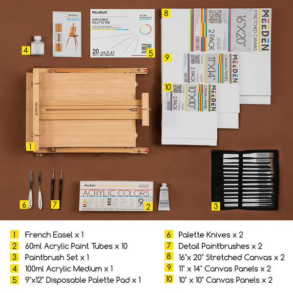 MEEDEN Professional Artist Oil Painting Set with French Easel