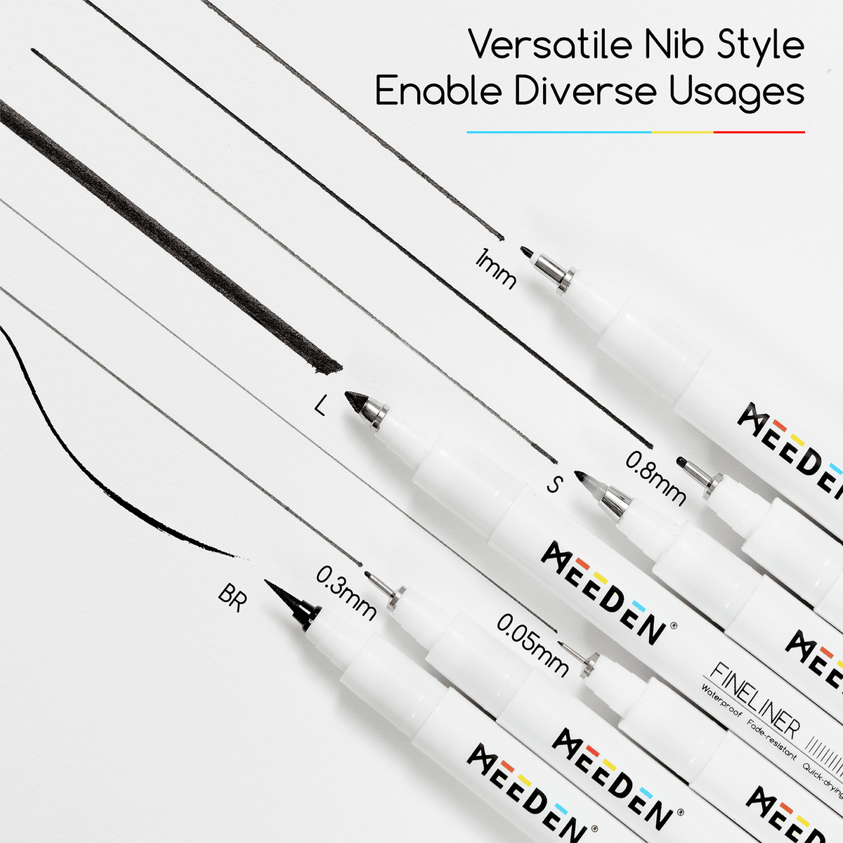 MEEDEN Black Micro Fineliner Pens – 6-Pack, 0.03mm-1mm, Waterproof Archival Ink for Drawing & Lettering