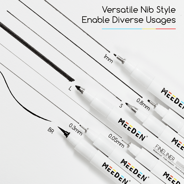 MEEDEN Black Micro Fineliner Pens – 6-Pack, 0.03mm-1mm, Waterproof Archival Ink for Drawing & Lettering
