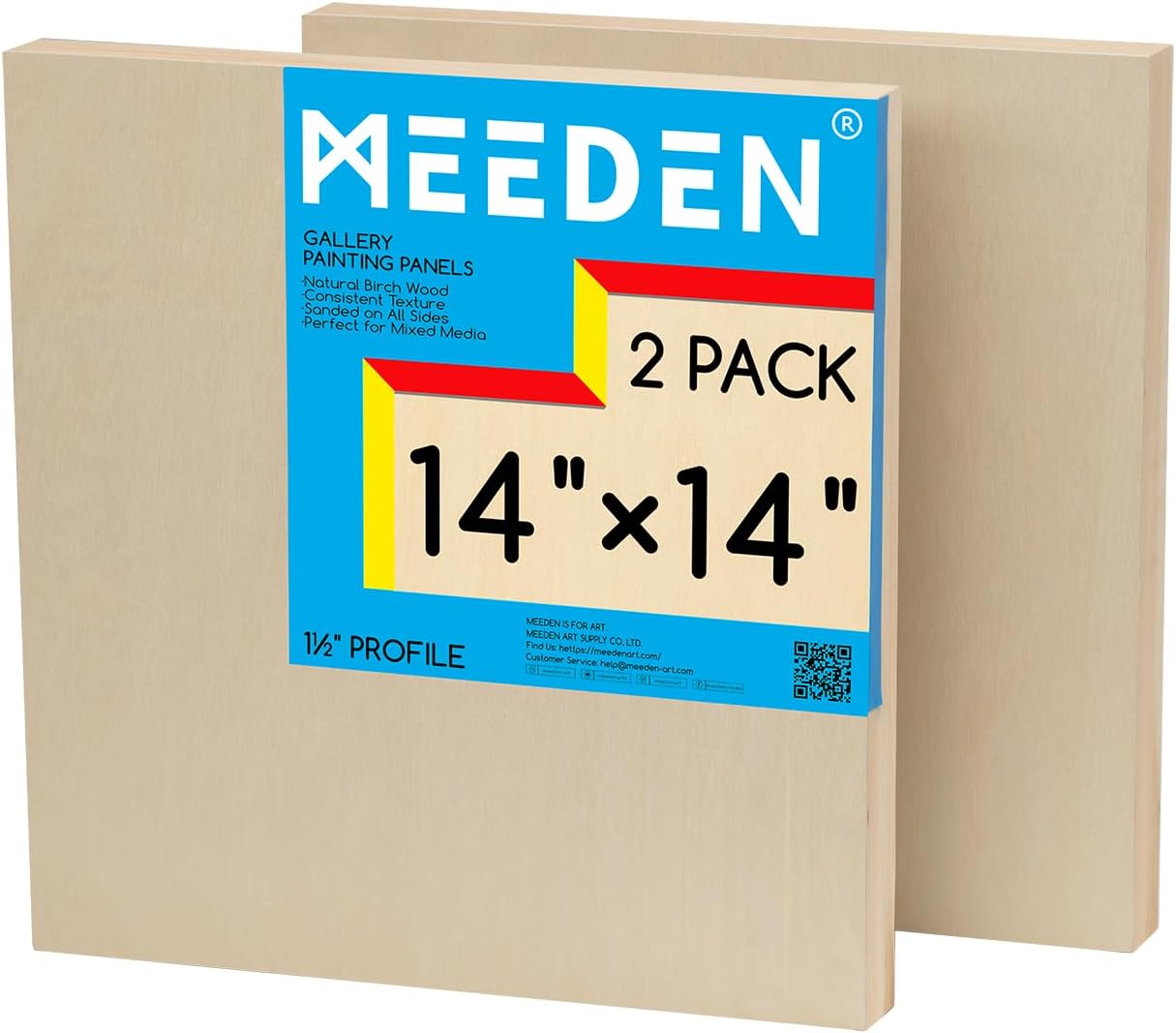 MEEDEN Artist Birch Wood Canvas Board, 1-1/2” Deep