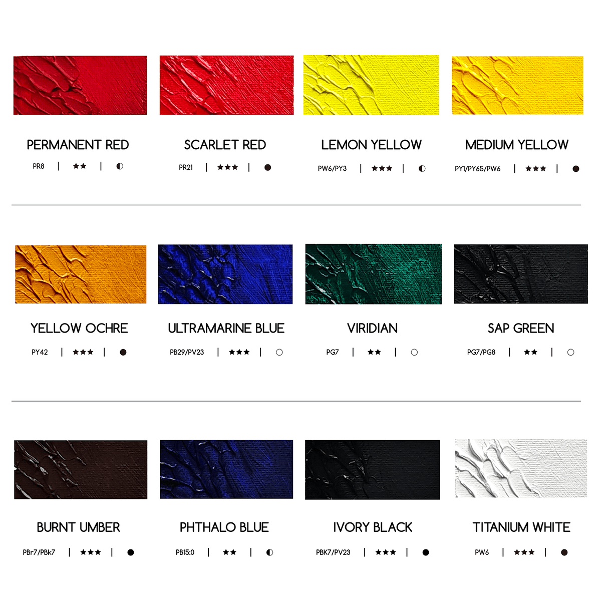 MEEDEN Artist Grade Oil Paint - 60ml/2oz, 12 Tubes