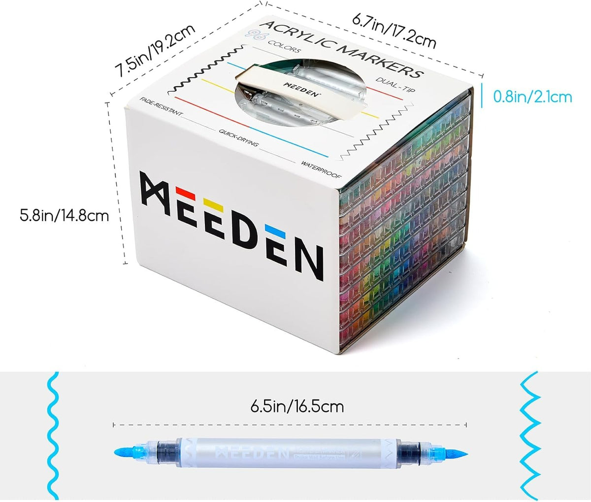 MEEDEN Dual Tip Acrylic Paint Markers, 96 Colors