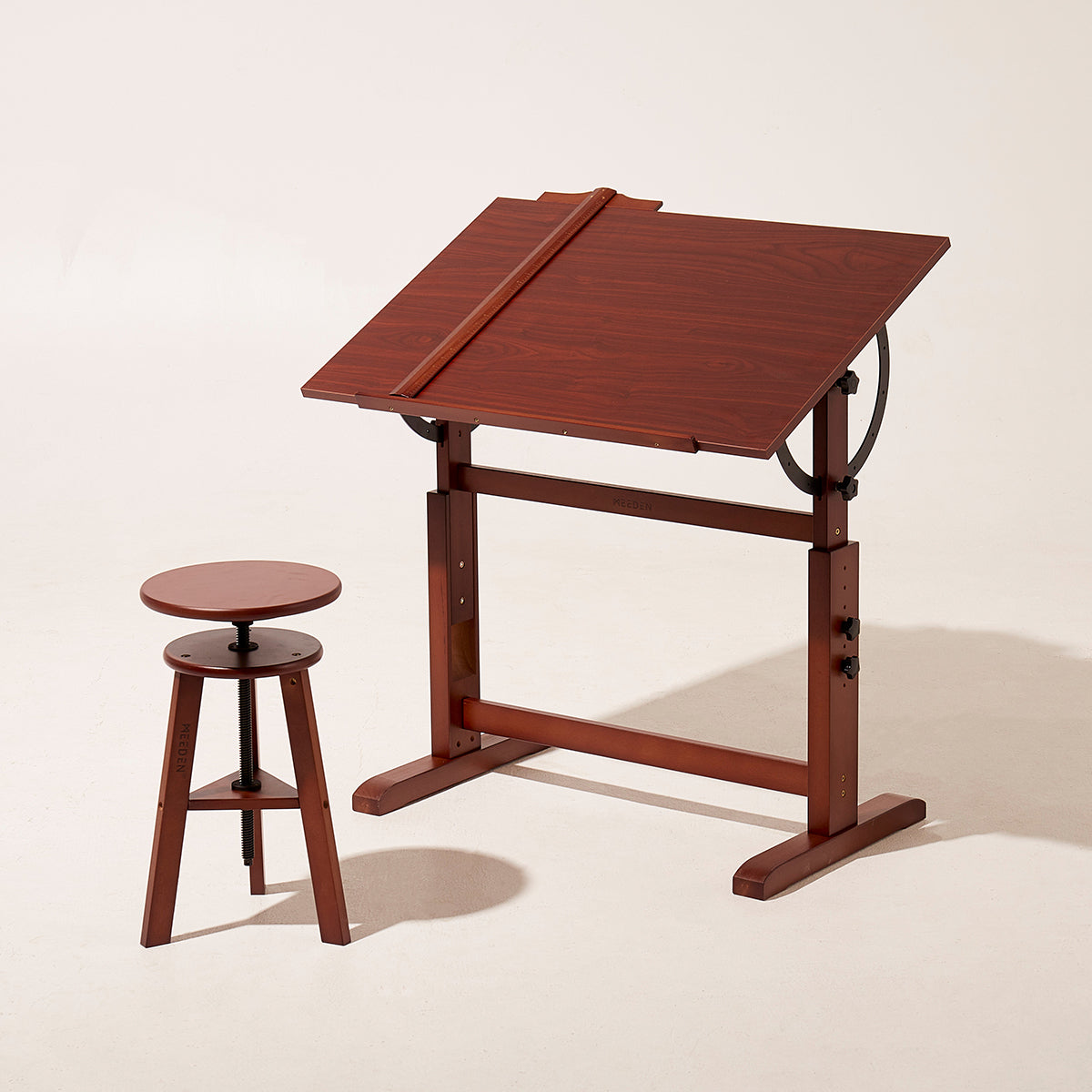 MEEDEN Vintage Adjustable Wooden Drafting Table & Stool Set-XSZ-4