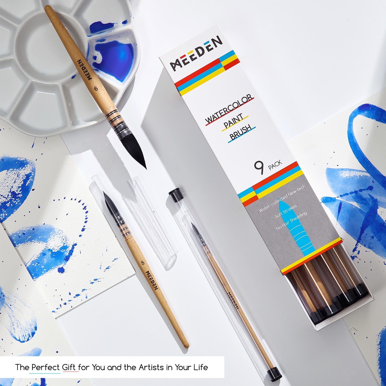 MEEDEN Solid Watercolor and Professional Brushes Set