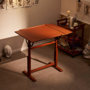 MEEDEN Extra Large Wooden Drafting Table, Light Walnut