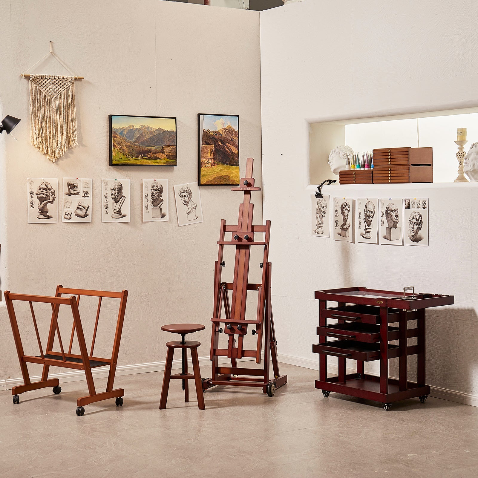 MEEDEN Versatile Studio H-Frame Artist Easel-Dark Walnut-W14