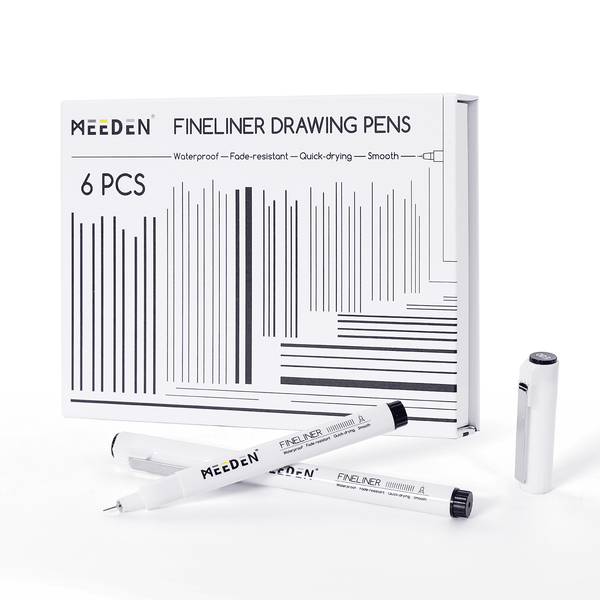 MEEDEN Black Micro Fineliner Pens – 6-Pack, 0.03mm-1mm, Waterproof Archival Ink for Drawing & Lettering
