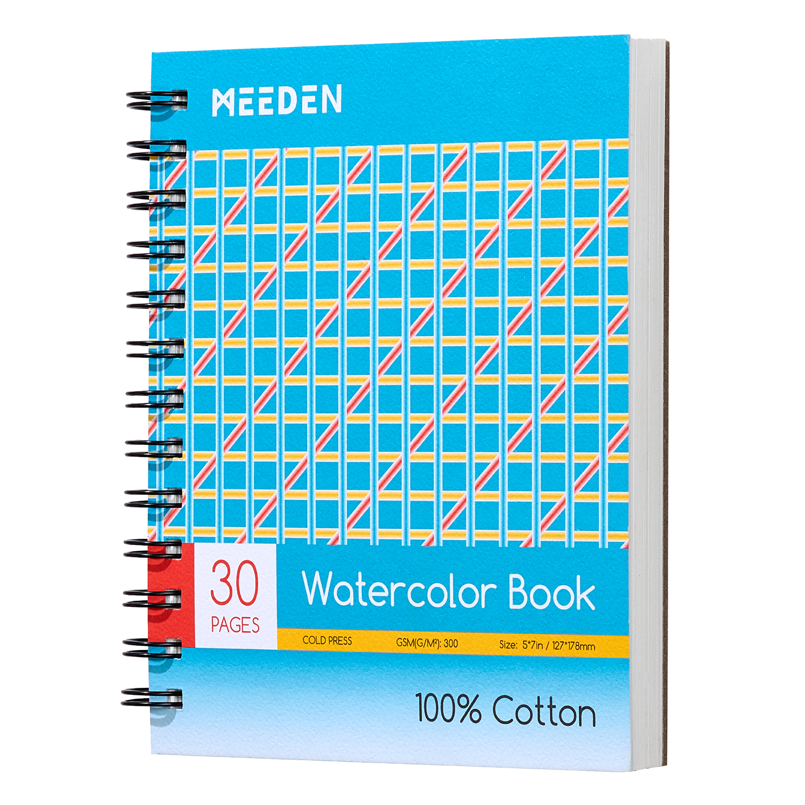 MEEDEN 100% Cotton Watercolor Sketchbook 300gsm Cold Press, 30 Sheets Spiral Bound
