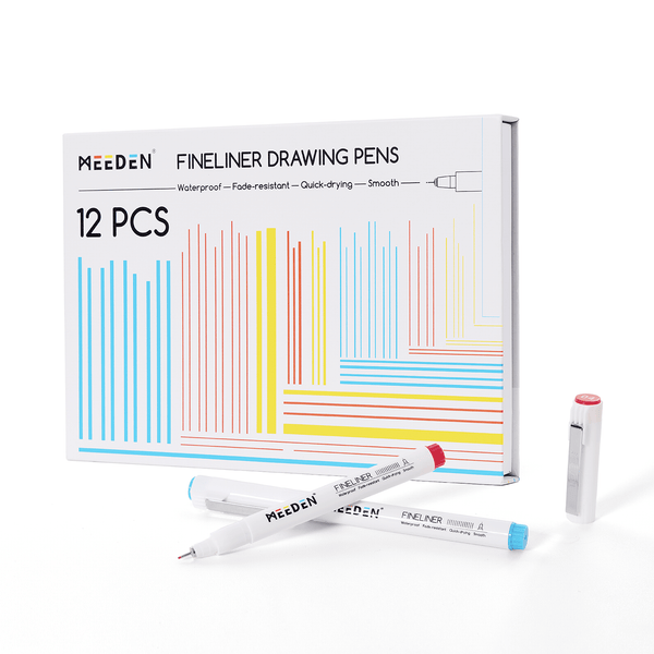 MEEDEN 12-Color Fineliner Set – 0.4mm Colored Pens, Waterproof Archival Ink for Journaling & Illustration