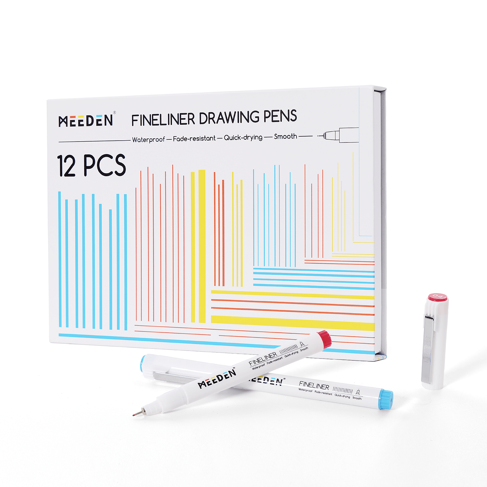 MEEDEN 12-Color Fineliner Set – 0.4mm Colored Pens, Waterproof Archival Ink for Journaling & Illustration