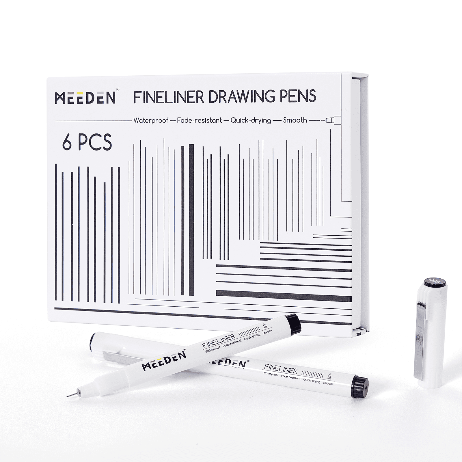 MEEDEN Black Micro Fineliner Pens – 6-Pack, 0.03mm-1mm, Waterproof Archival Ink for Drawing & Lettering