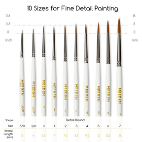 MEEDEN 10 Pcs Detail Paint Brush Set