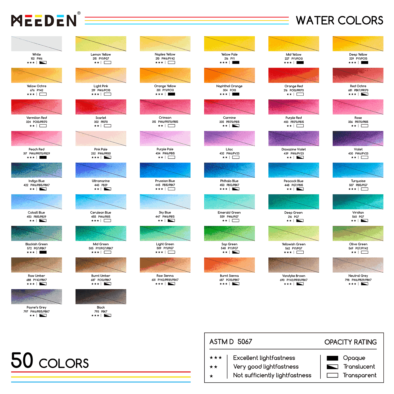 MEEDEN 50-Color Travel Watercolor Paint Kits