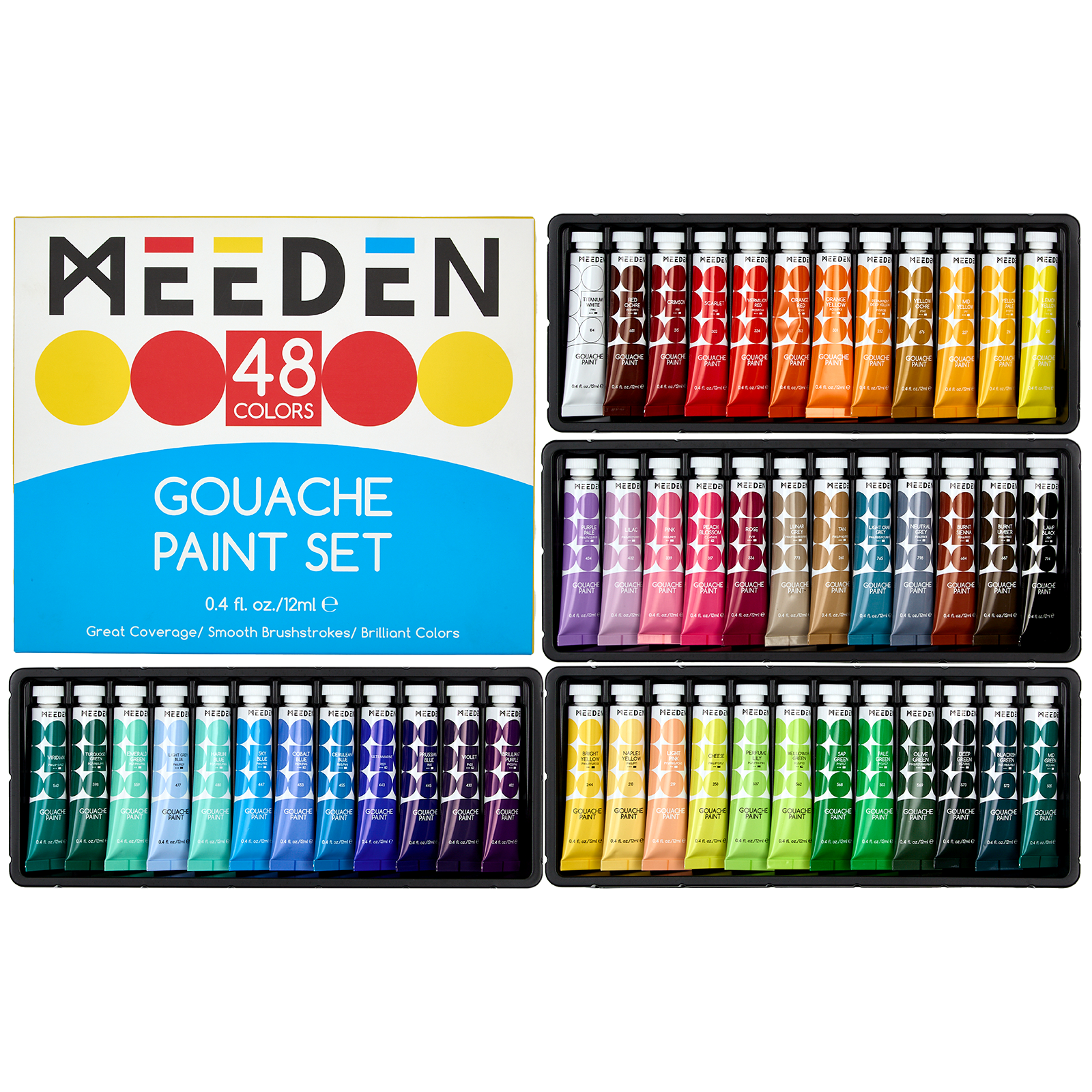 MEEDEN Gouache Paint Set, 48 Tubes, 12 ml / 0.4oz