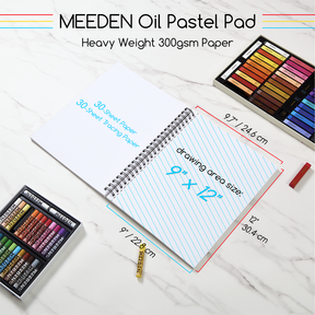MEEDEN 9 x 12 inches Oil Pastel Paper Pad:  30 Sheets Fine Textured - 140lb/300gsm
