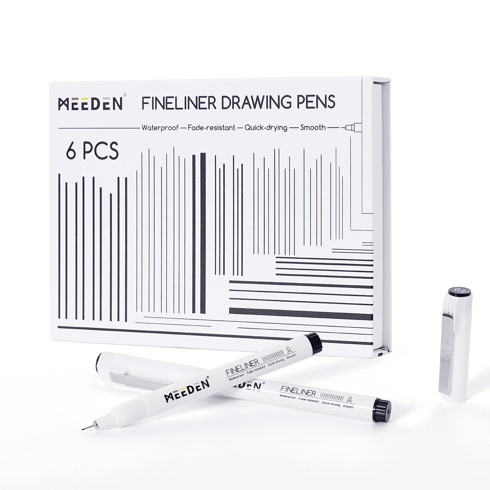 MEEDEN Black Micro Fineliner Pens – 6-Pack, 0.03mm-1mm, Waterproof Archival Ink for Drawing & Lettering