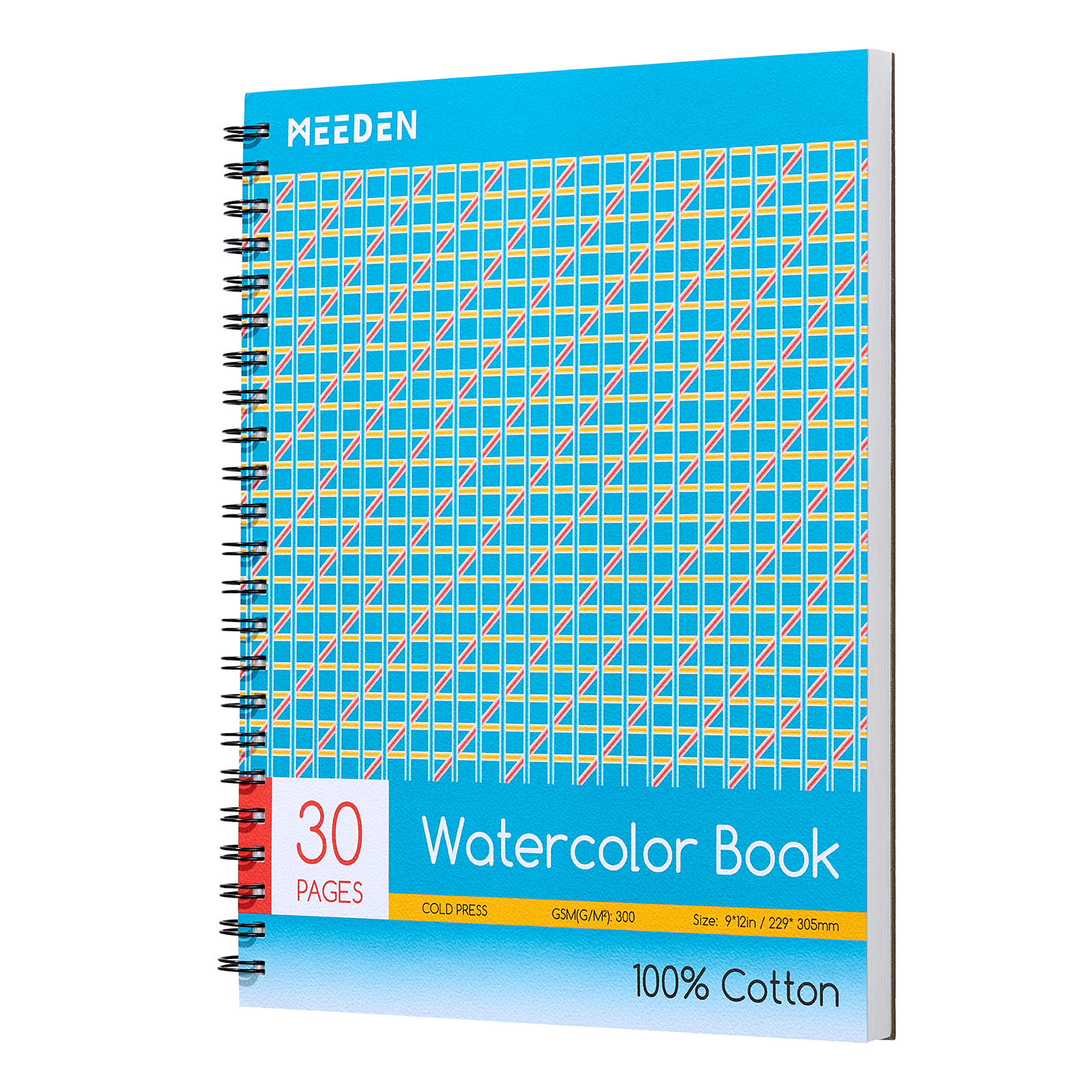 MEEDEN 100% Cotton Watercolor Sketchbook 300gsm Cold Press, 30 Sheets Spiral Bound