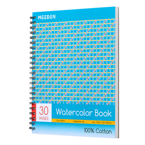 MEEDEN 100% Cotton Watercolor Sketchbook 300gsm Cold Press, 30 Sheets Spiral Bound
