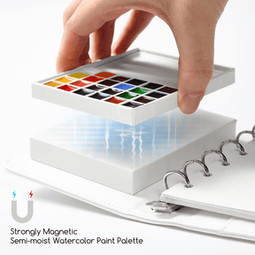 MEEDEN Travel Watercolor Sketch Set, 24 Colors Portable Painting Kit with Paper Brush Palette