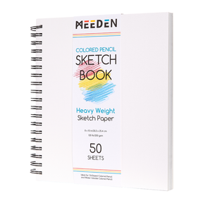 MEEDEN  100% Cotton Colored Pencil Sketchbook, 200gsm Hardcover Spiral Pad