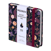 MEEDEN Floral Fabric Multi-Media Sketchbook, 100% Cotton Hot Press 300gsm, Pocket 4.7×4.7"
