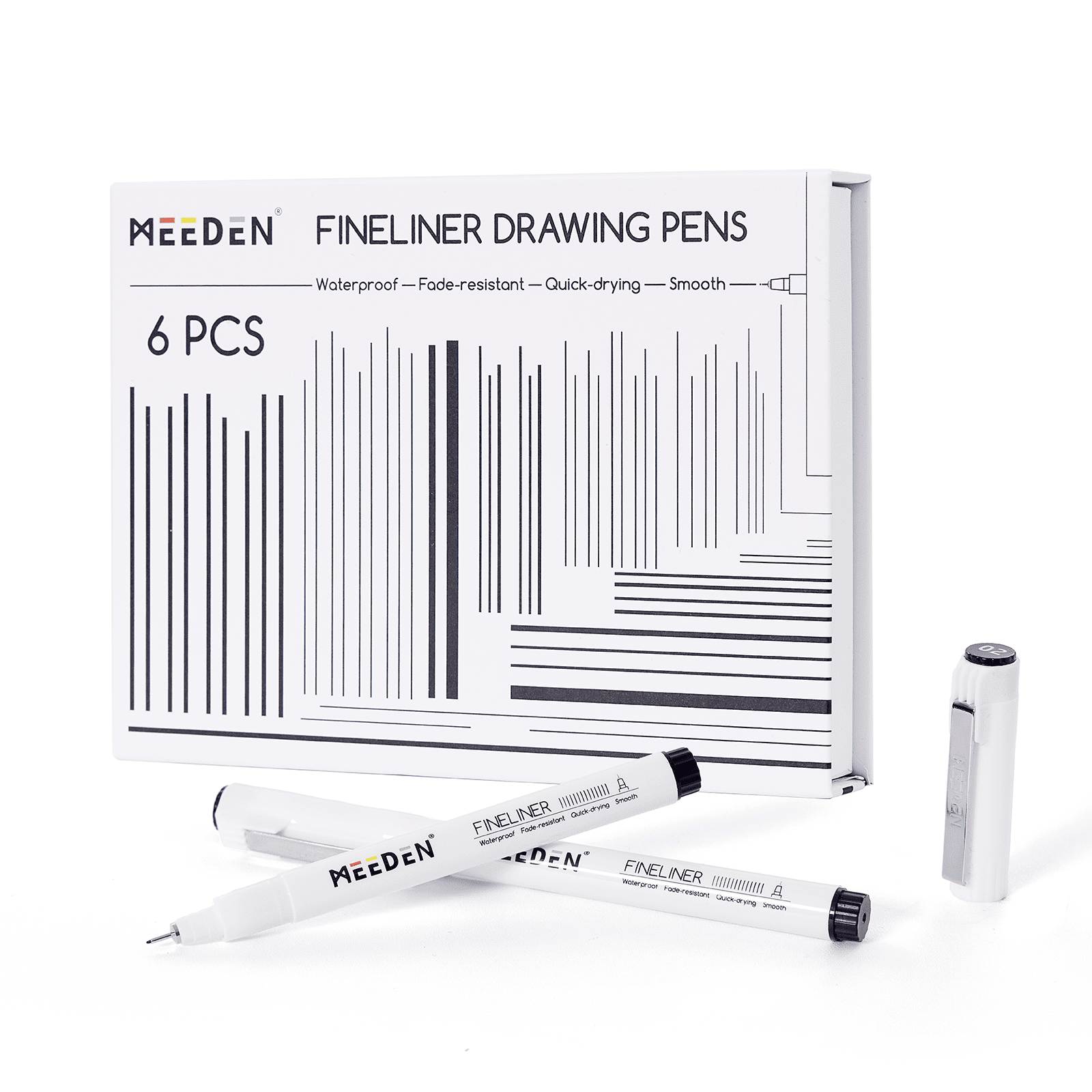 MEEDEN Black Micro Fineliner Pens – 6-Pack, 0.03mm-1mm, Waterproof Archival Ink for Drawing & Lettering