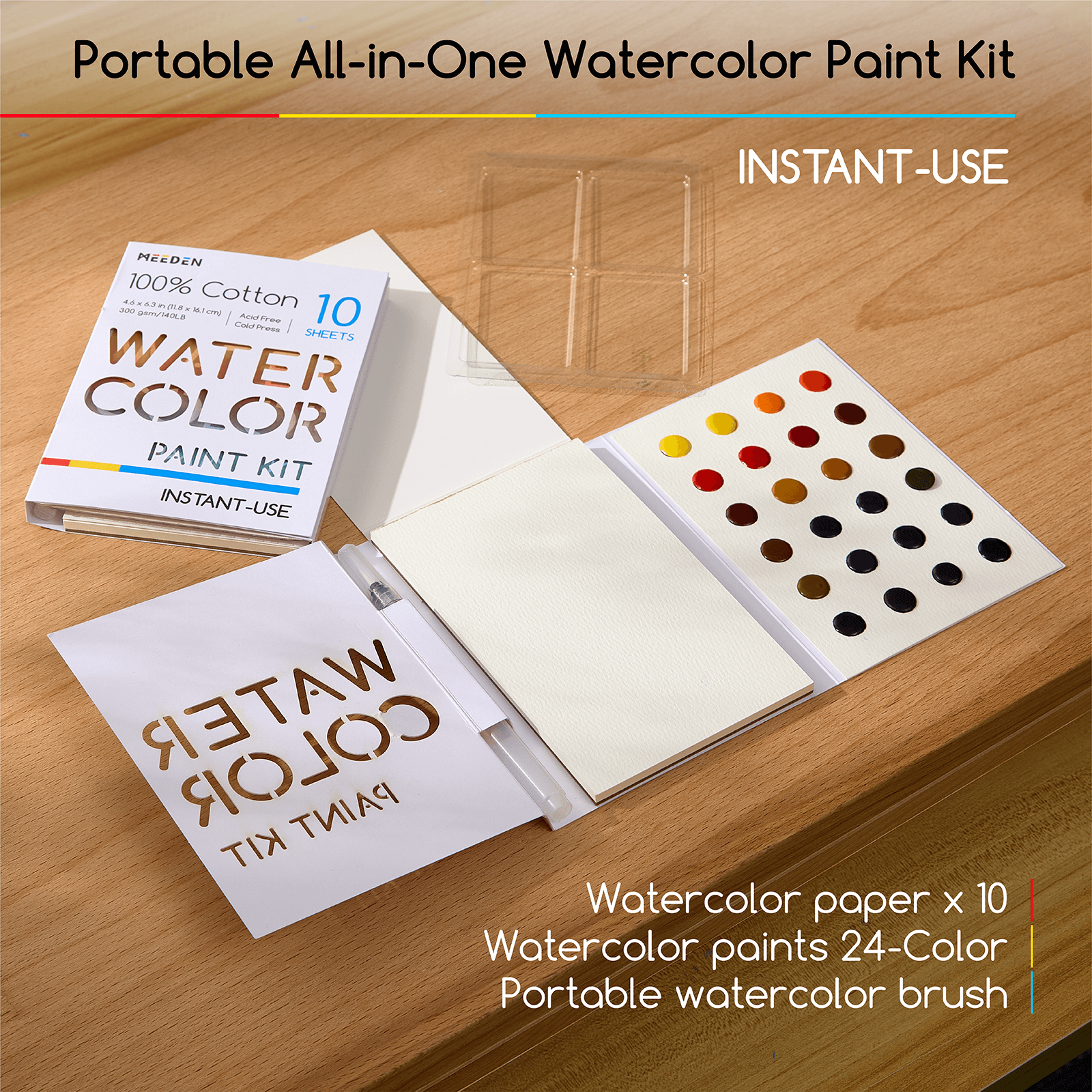 MEEDEN Portable Watercolor Paint Kit – 24 Colors