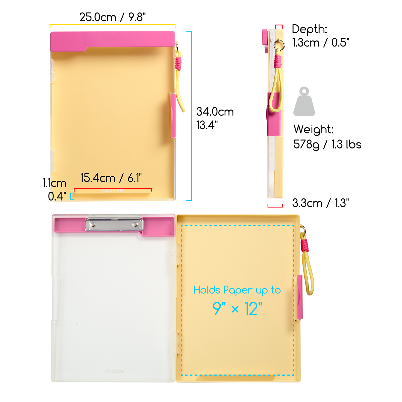 MEEDEN Portable Sketch Drawing Board | 2-in-1 Storage Clipboard for Artists