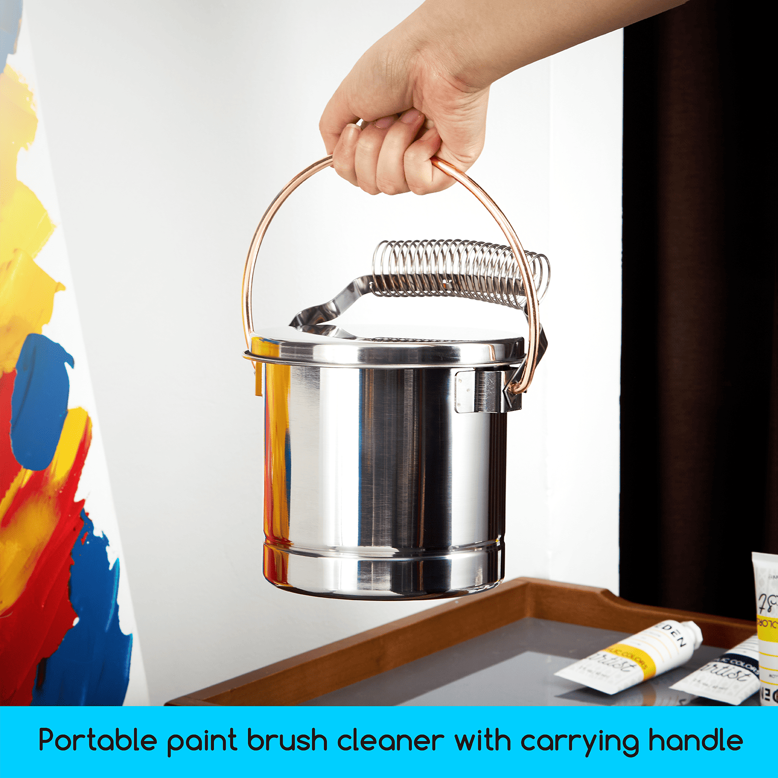 MEEDEN Portable Paint Brush Washer: Stainless Steel - Extra Large