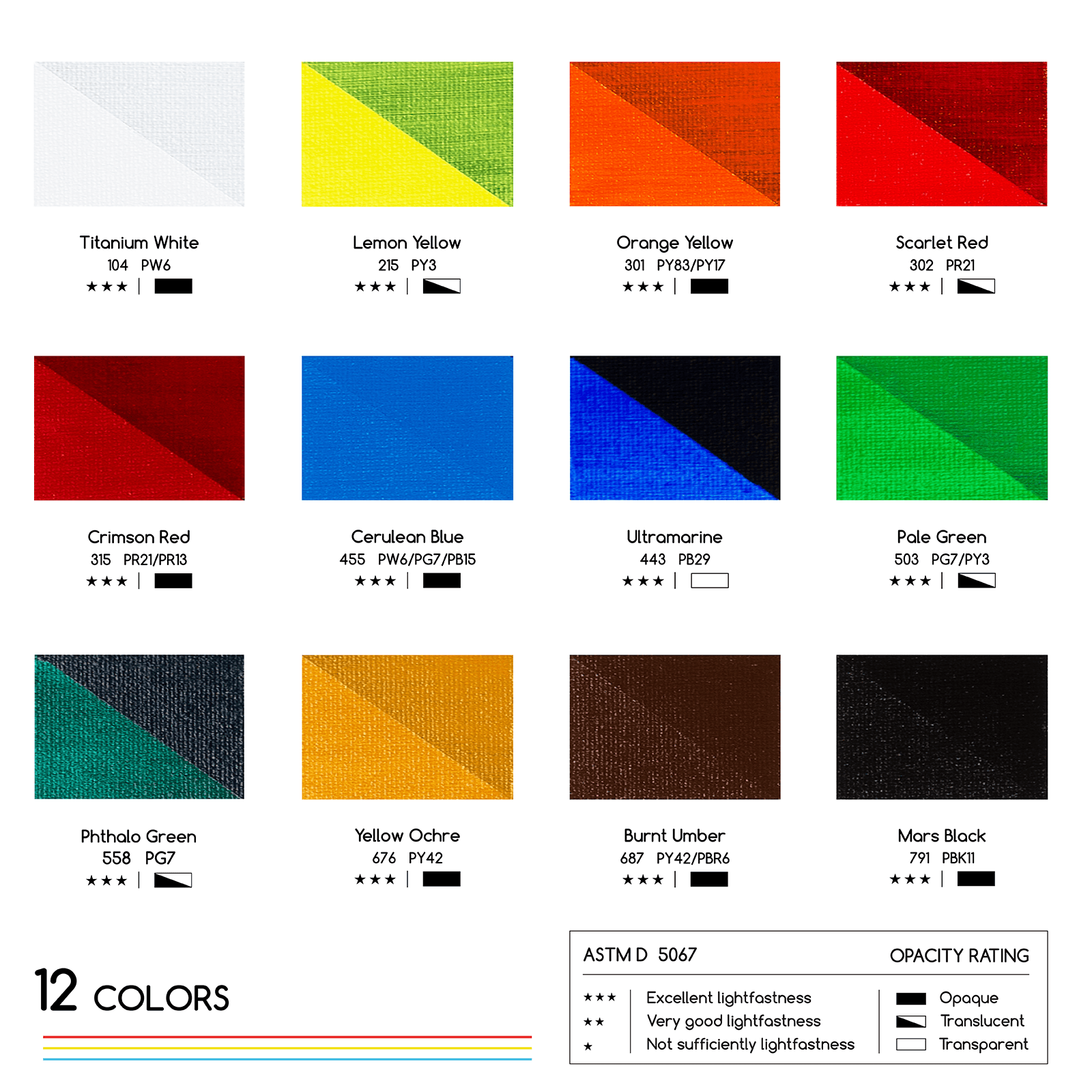 MEEDEN Acrylic Paint Set, 12 Tubes, 12 ml / 0.41 oz