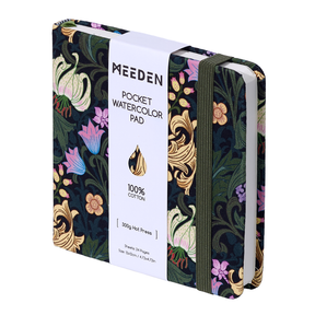 MEEDEN Floral Fabric Multi-Media Sketchbook, 100% Cotton Hot Press 300gsm, Pocket 4.7×4.7"