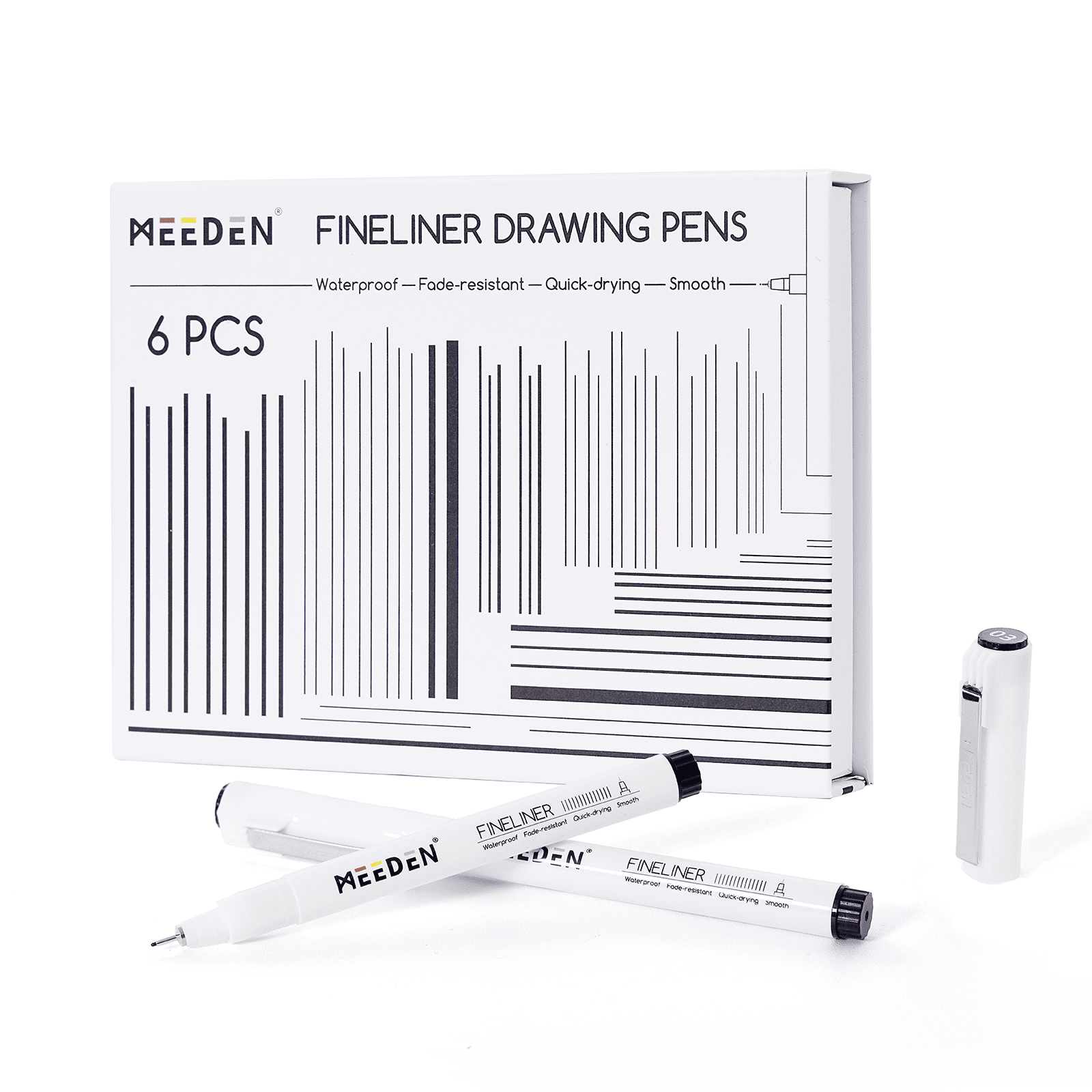 MEEDEN Black Micro Fineliner Pens – 6-Pack, 0.03mm-1mm, Waterproof Archival Ink for Drawing & Lettering