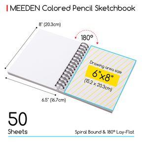 MEEDEN  100% Cotton Colored Pencil Sketchbook, 200gsm Hardcover Spiral Pad