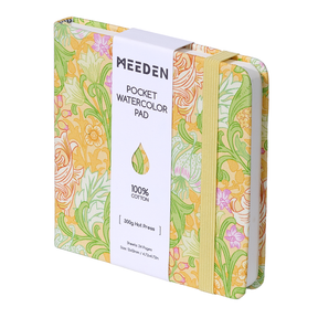 MEEDEN Floral Fabric Multi-Media Sketchbook, 100% Cotton Hot Press 300gsm, Pocket 4.7×4.7"