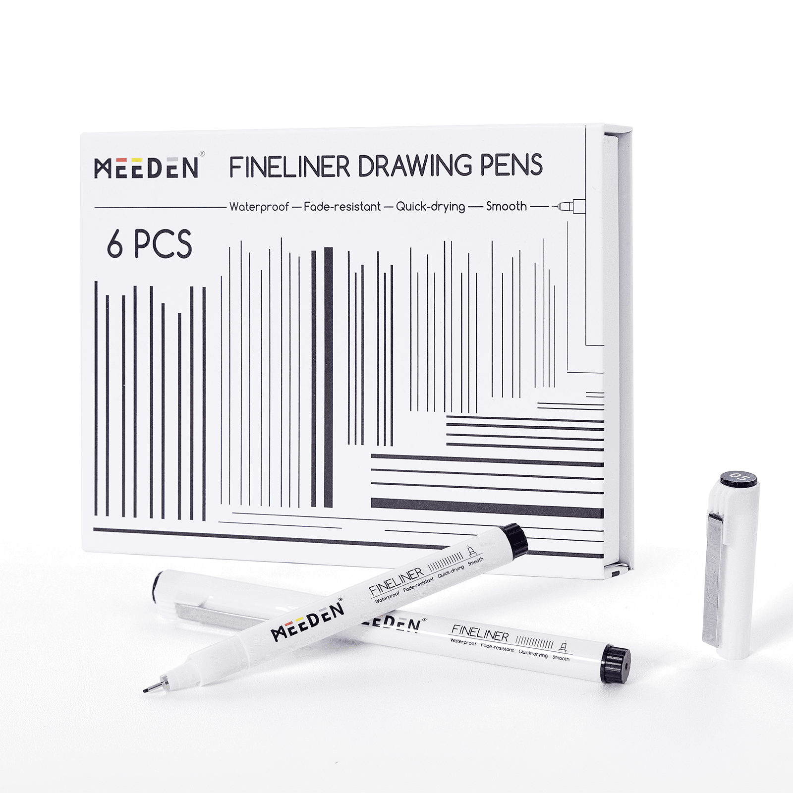 MEEDEN Black Micro Fineliner Pens – 6-Pack, 0.03mm-1mm, Waterproof Archival Ink for Drawing & Lettering