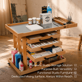 MEEDEN Extra Large Artist Supplies Storage Cart, 5-Tier Taboret with 3 Drawers