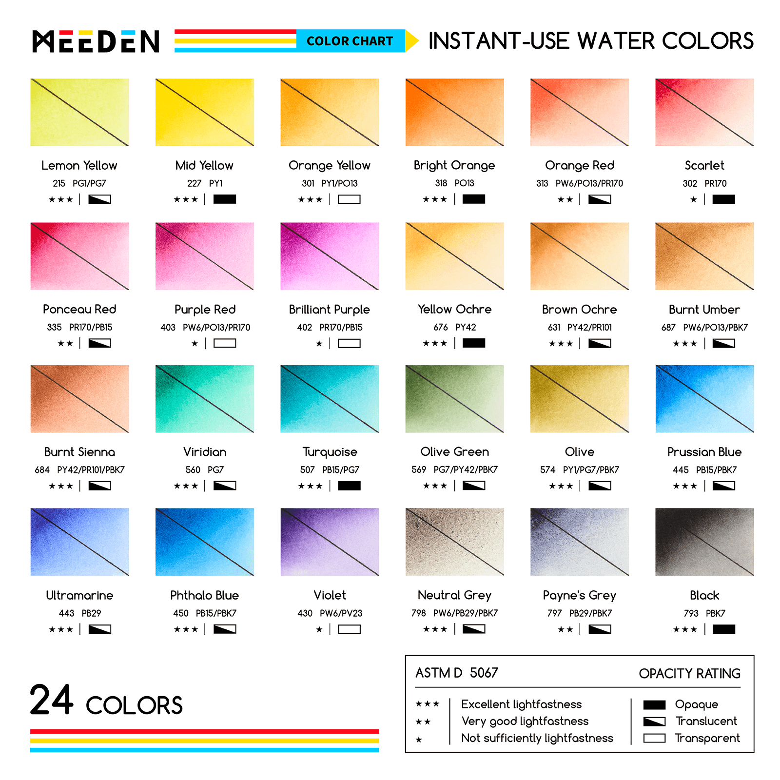 MEEDEN Portable Watercolor Paint Kit – 24 Colors