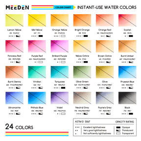 MEEDEN Portable Watercolor Paint Kit – 24 Colors