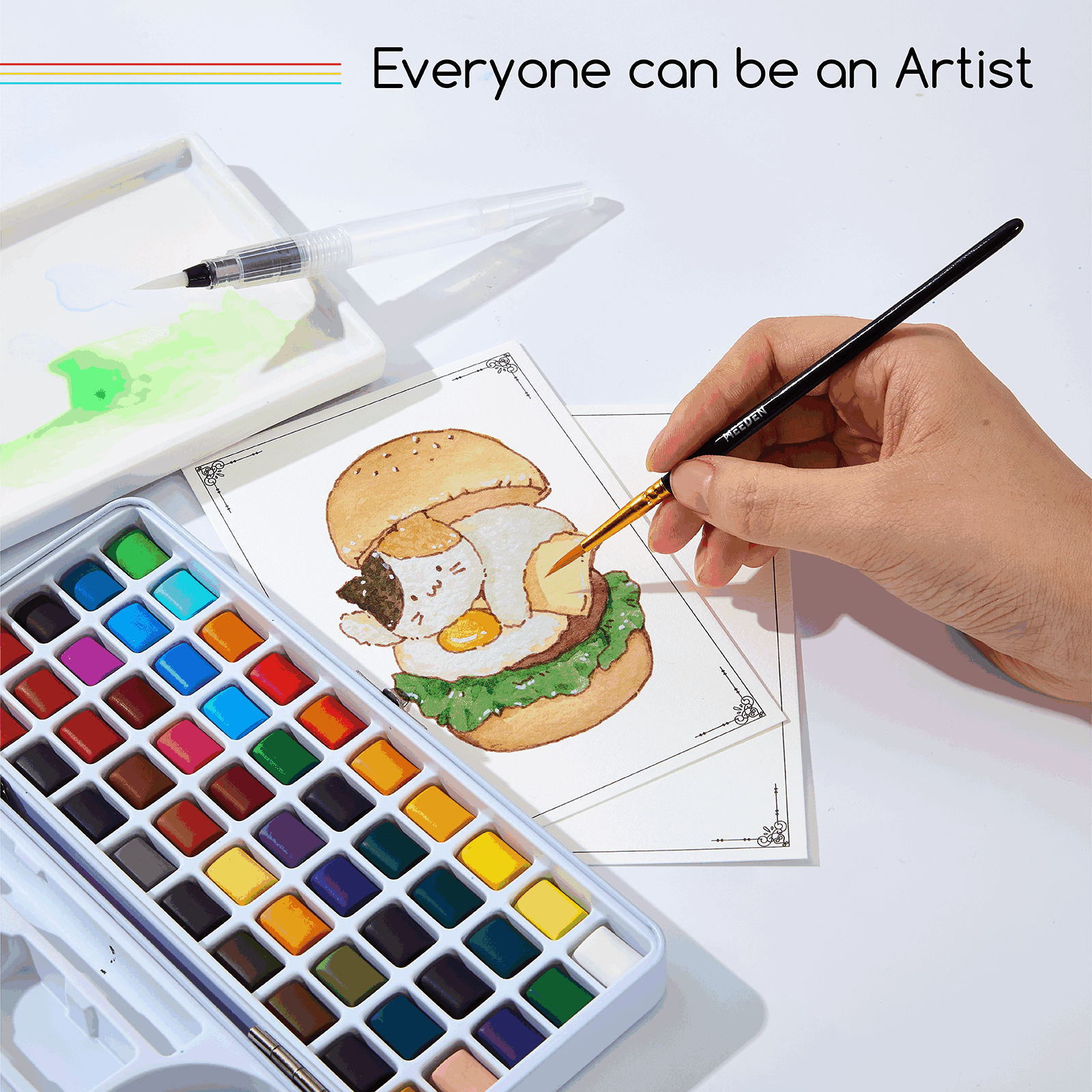 MEEDEN 50-Color Travel Watercolor Paint Kits