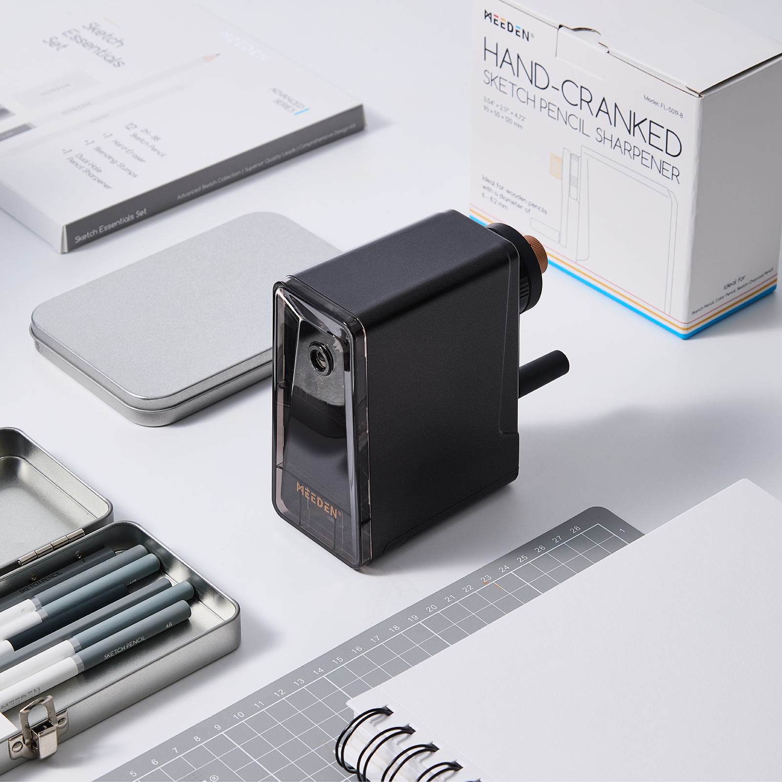 MEEDEN Long Point Manual Pencil Sharpener 7 Adjustable Sizes for Sketching & Drawing