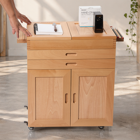 MEEDEN Deluxe Storage Cabinet Cart: Movable Art Cart for Painting - Natural