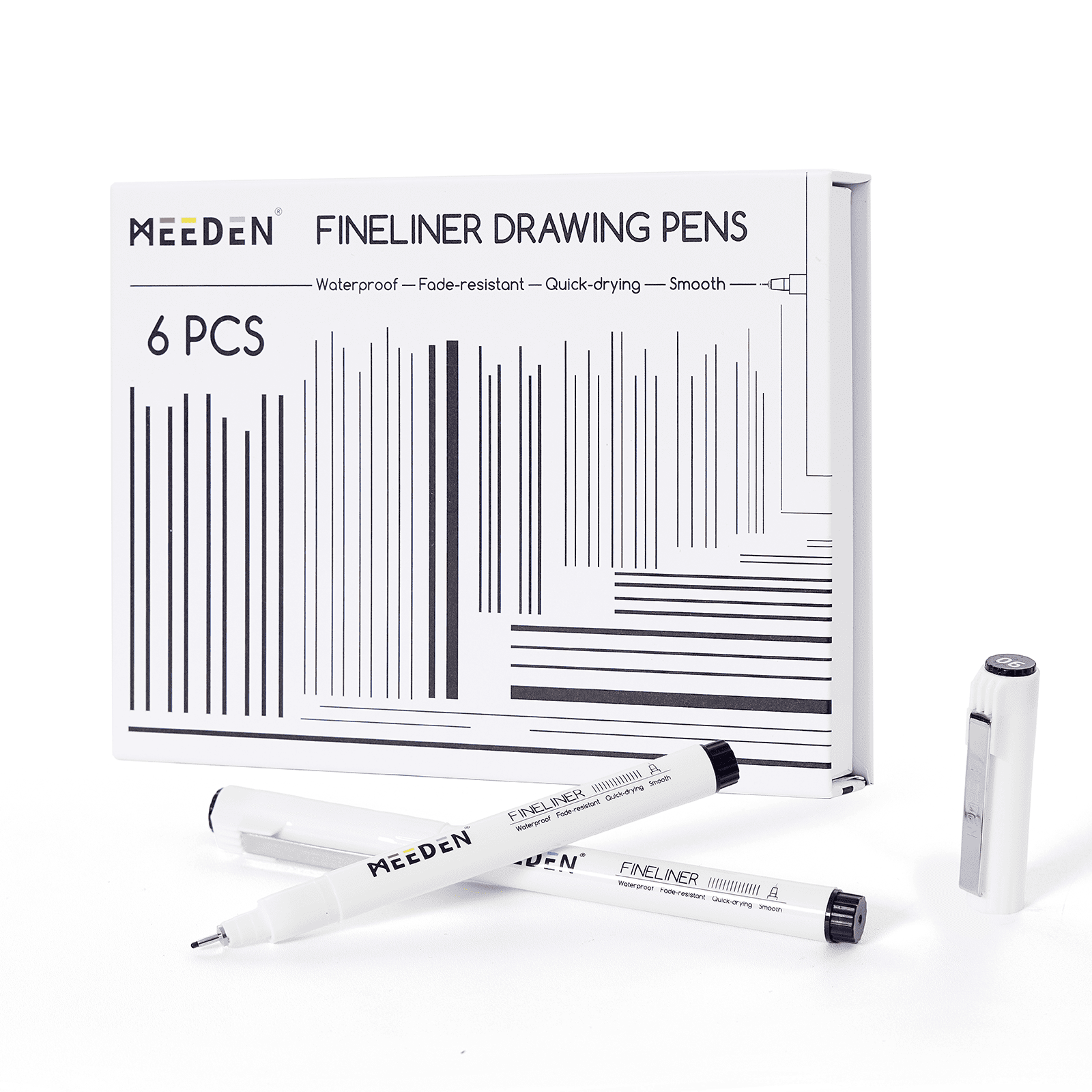 MEEDEN Black Micro Fineliner Pens – 6-Pack, 0.03mm-1mm, Waterproof Archival Ink for Drawing & Lettering