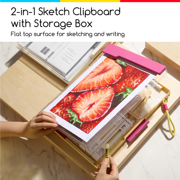 MEEDEN Portable Sketch Drawing Board | 2-in-1 Storage Clipboard for Artists