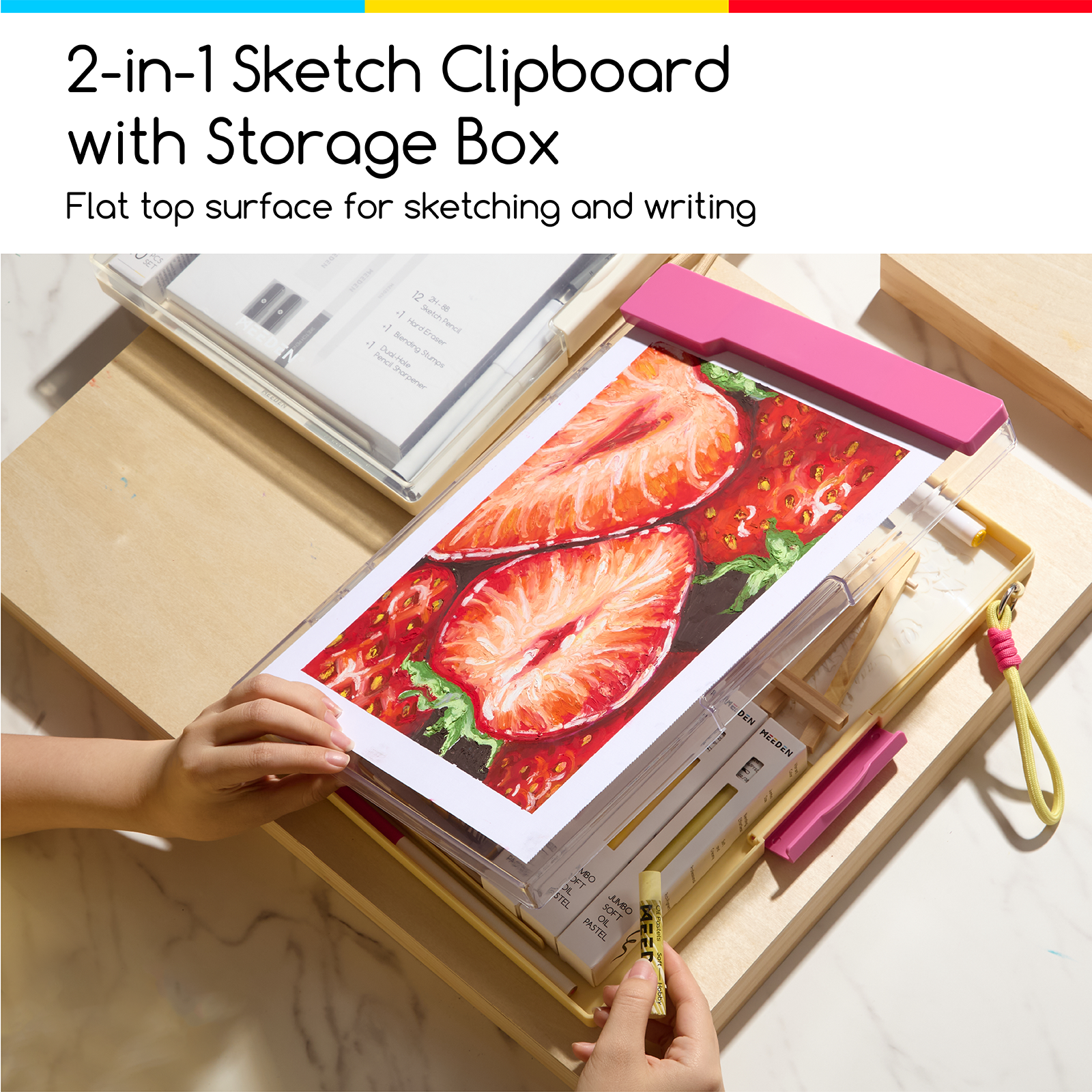 MEEDEN Portable Sketch Drawing Board | 2-in-1 Storage Clipboard for Artists