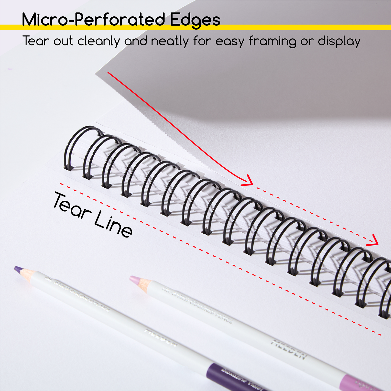 MEEDEN  100% Cotton Colored Pencil Sketchbook, 200gsm Hardcover Spiral Pad