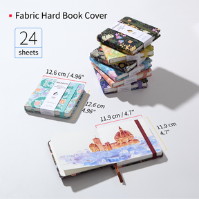 MEEDEN Floral Fabric Multi-Media Sketchbook, 100% Cotton Hot Press 300gsm, Pocket 4.7×4.7"