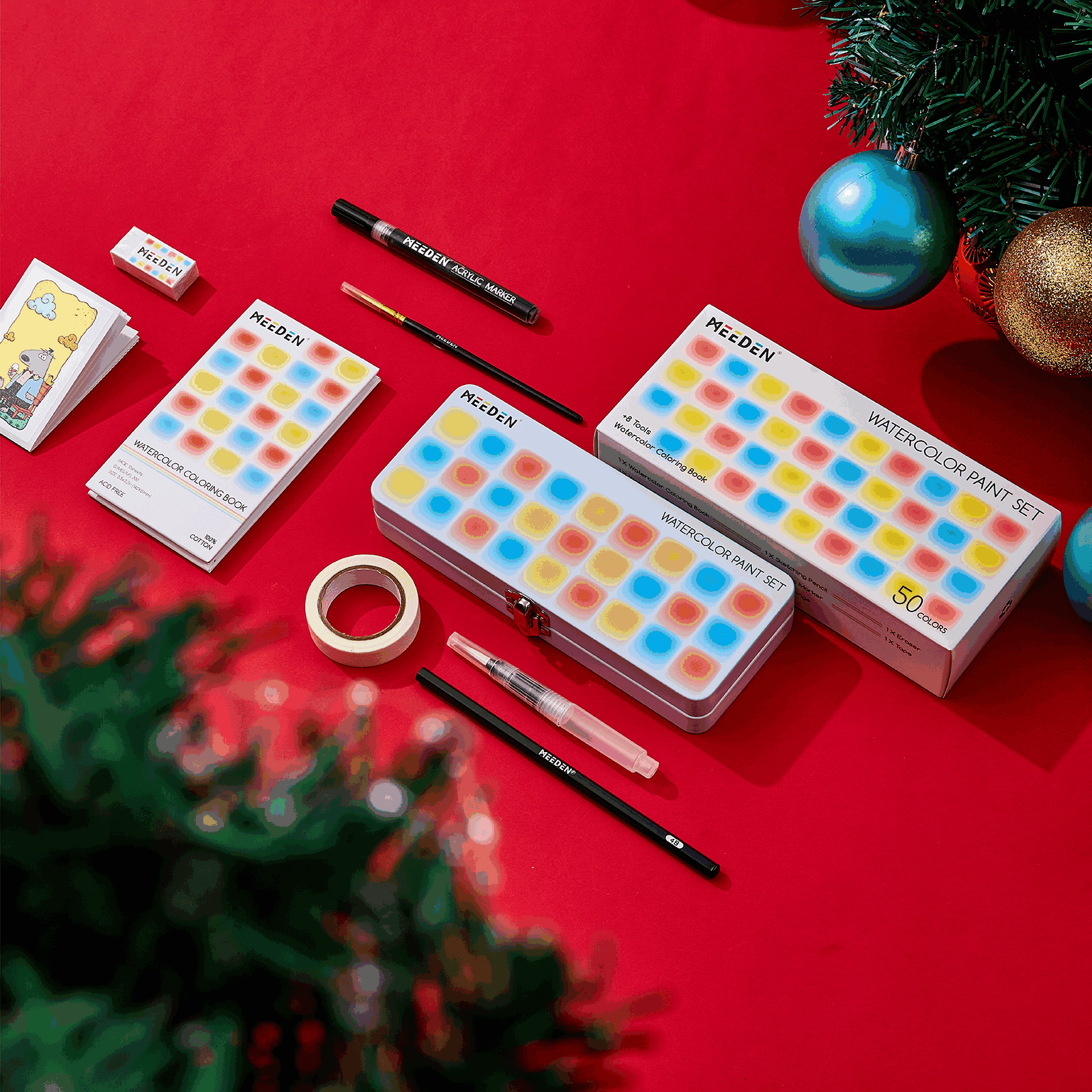 MEEDEN 50-Color Travel Watercolor Paint Kits