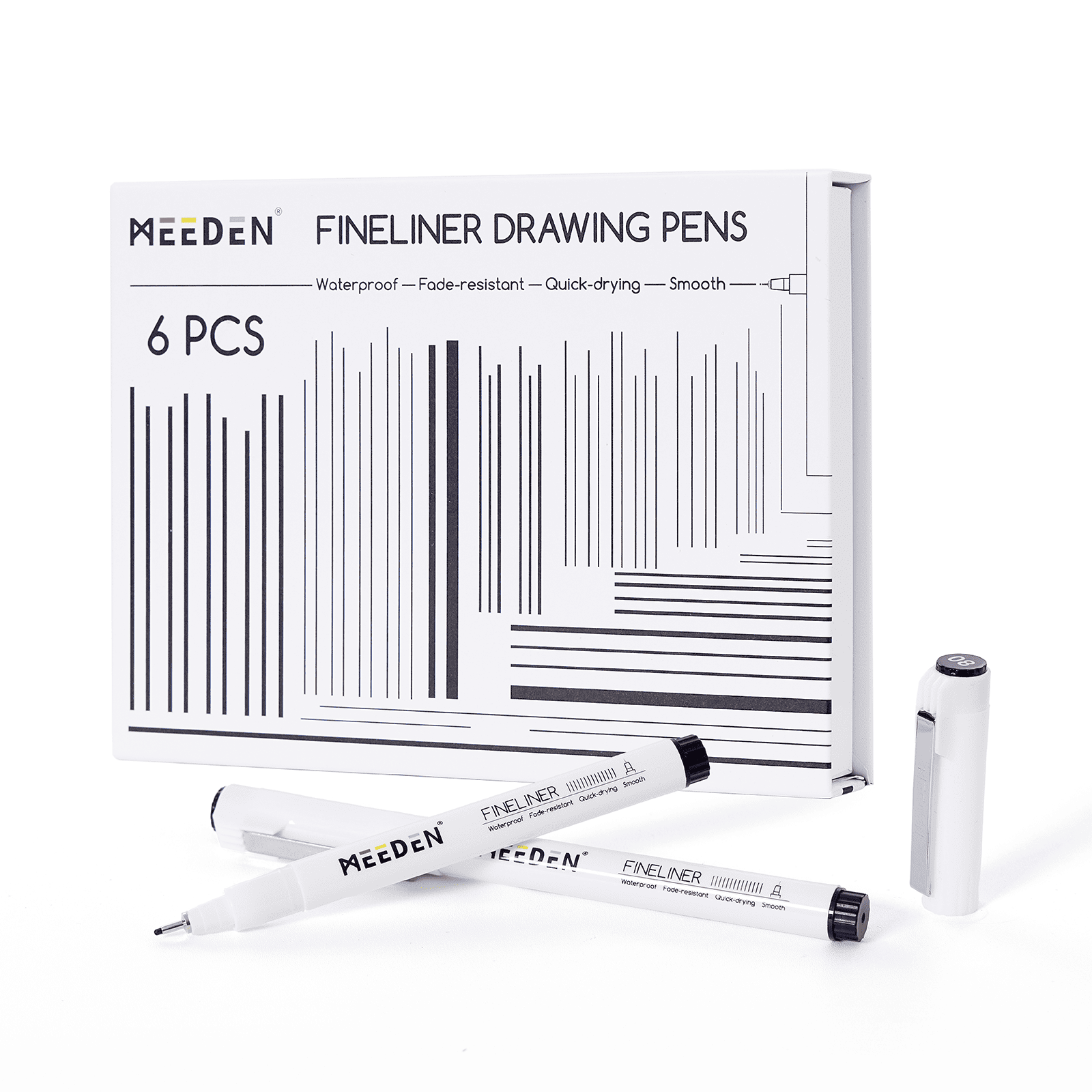 MEEDEN Black Micro Fineliner Pens – 6-Pack, 0.03mm-1mm, Waterproof Archival Ink for Drawing & Lettering