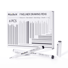 MEEDEN Black Micro Fineliner Pens – 6-Pack, 0.03mm-1mm, Waterproof Archival Ink for Drawing & Lettering
