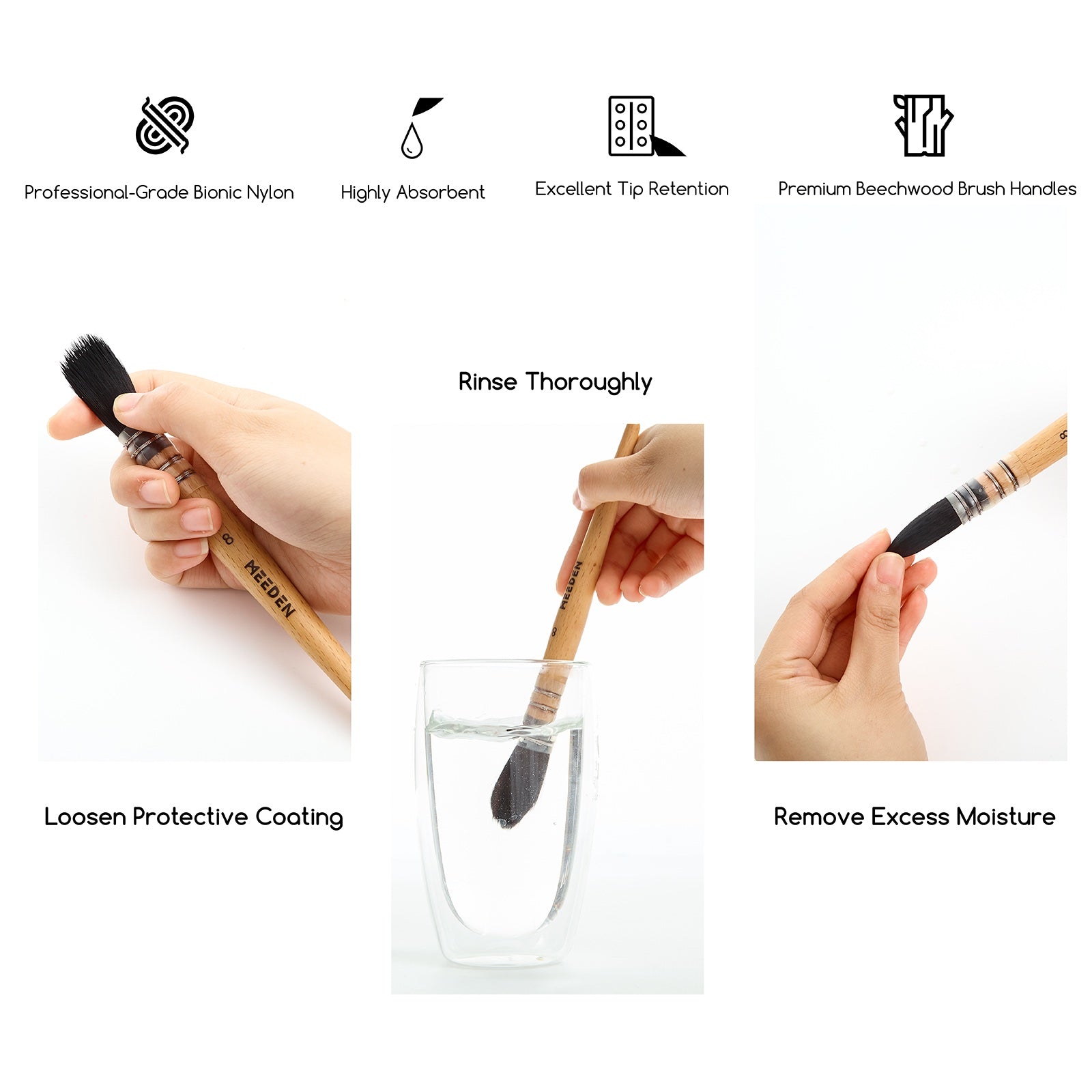 MEEDEN Solid Watercolor and Professional Brushes Set